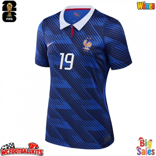 France Theo Hernandez #19 Replica Home Stadium Shirt for Women World Cup 2026 Short Sleeve